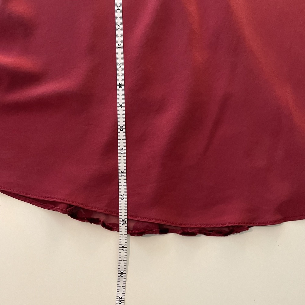 VTG 100% Silk Babydoll Slip Dress Wine Size L Tie Back Burnout Velvet Romantic - Picture 11 of 11